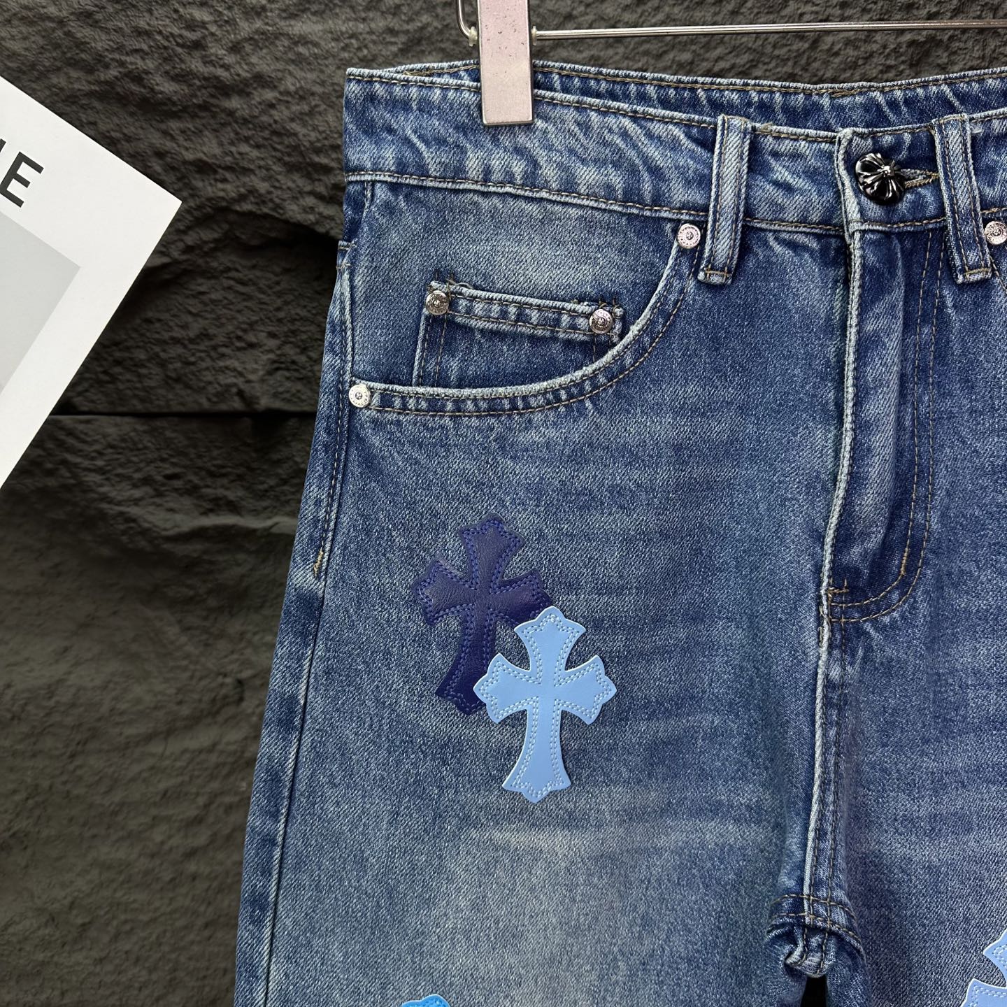 Chrome Hearts Couple Jeans Blue Loose Fit