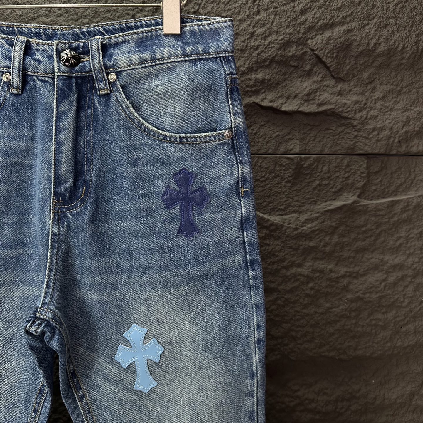 Chrome Hearts Couple Jeans Blue Loose Fit