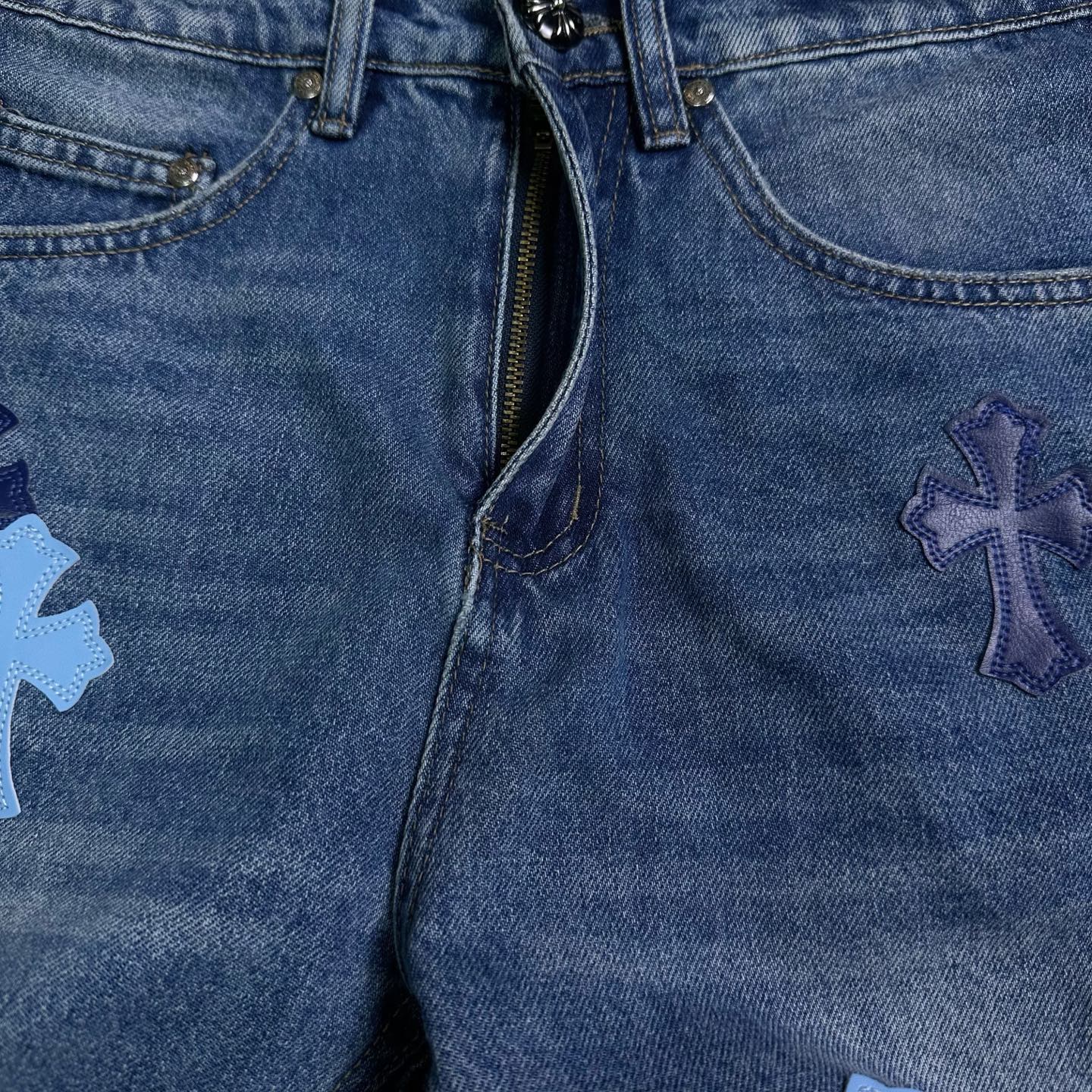 Chrome Hearts Couple Jeans Blue Loose Fit