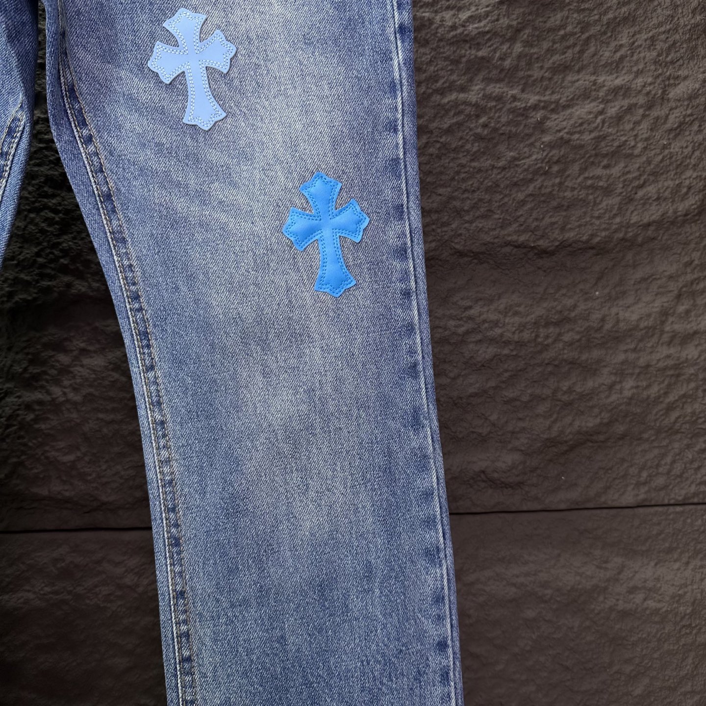 Chrome Hearts Couple Jeans Blue Loose Fit