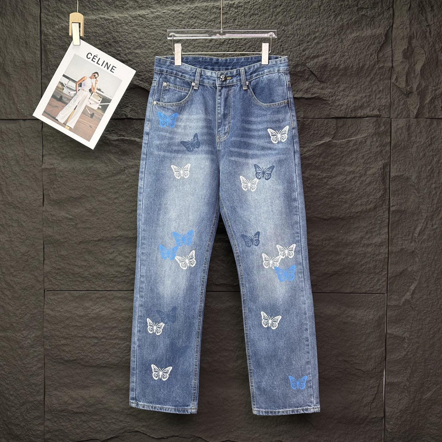 Chrome Hearts Couple Jeans Blue Printed