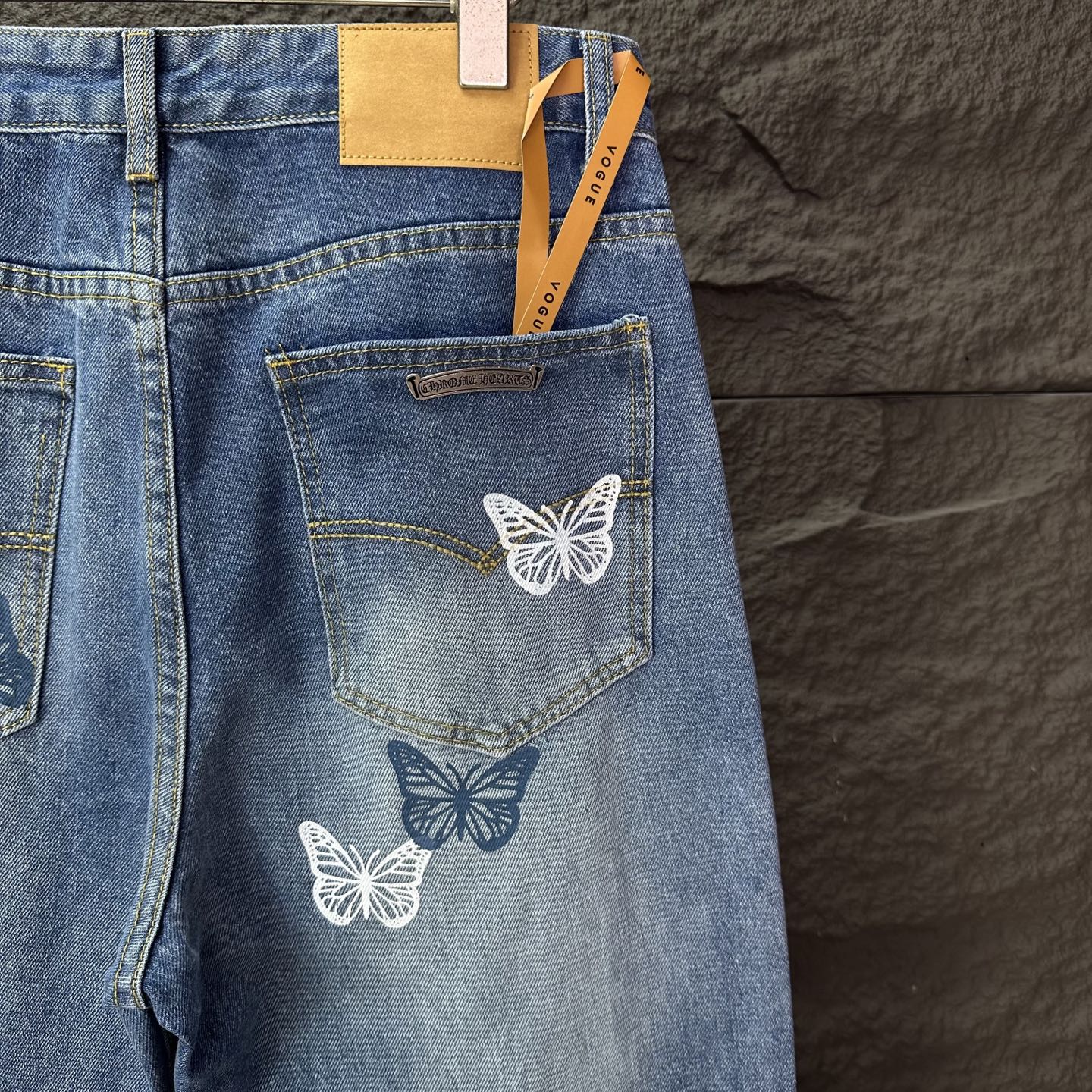 Chrome Hearts Couple Jeans Blue Printed