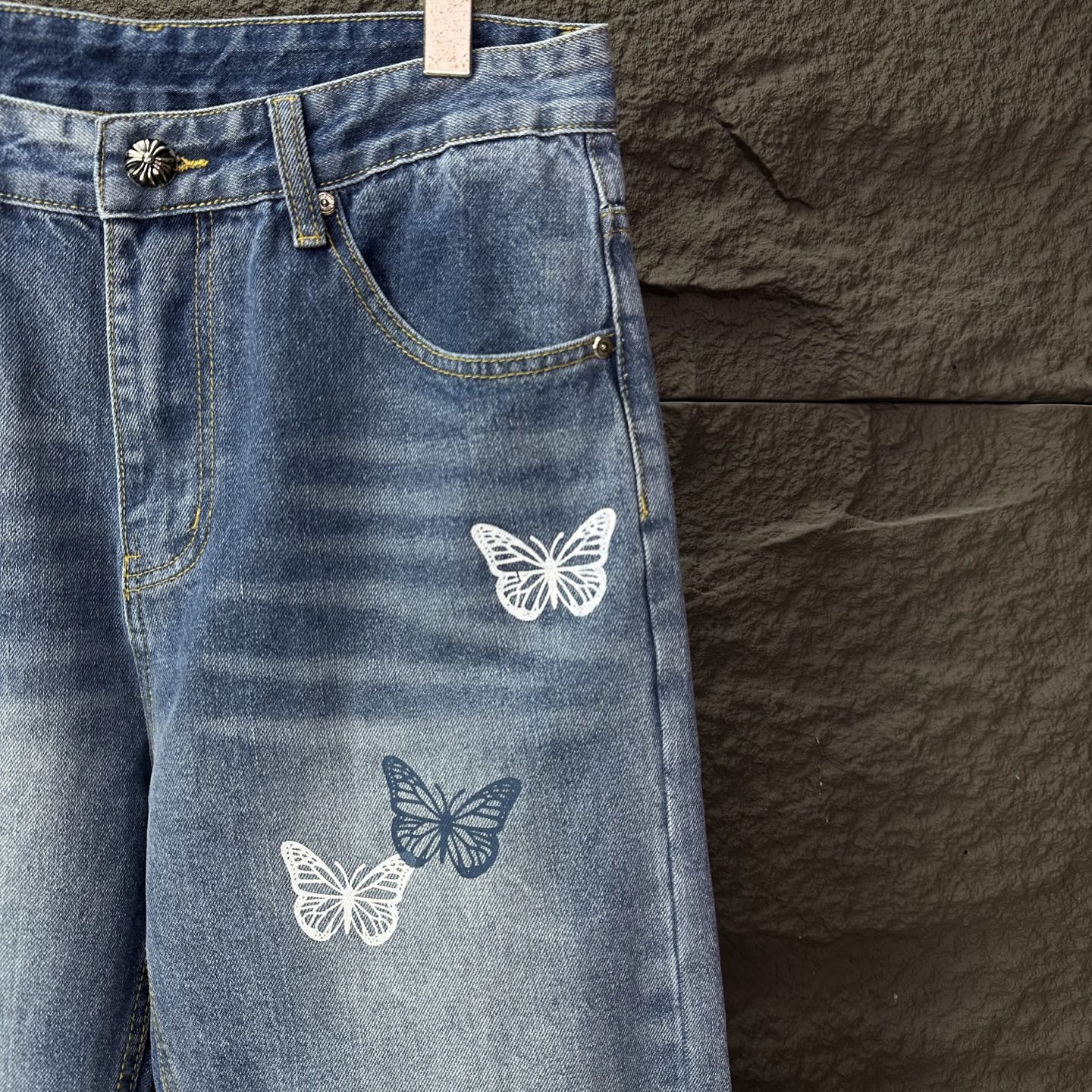 Chrome Hearts Couple Jeans Blue Printed