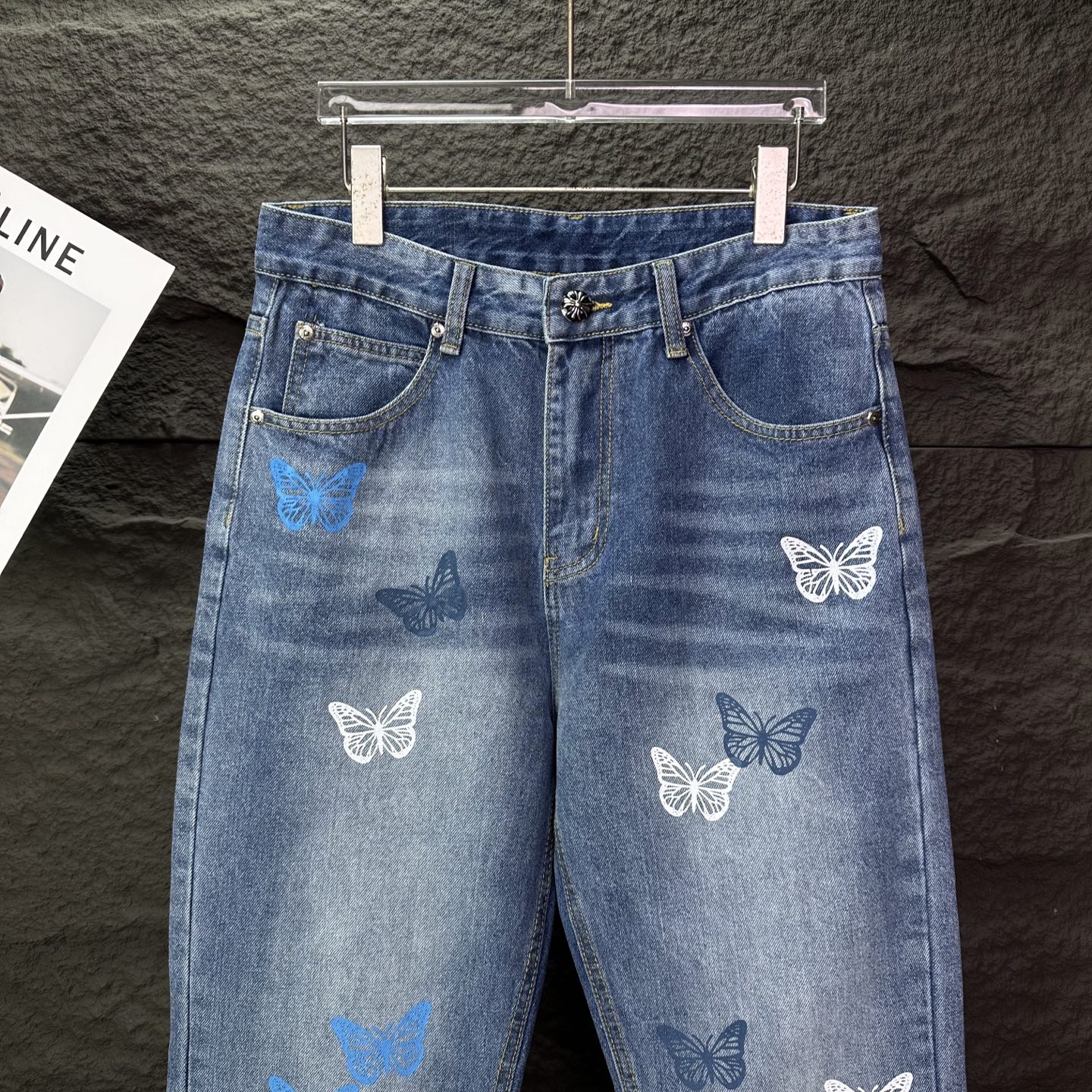 Chrome Hearts Couple Jeans Blue Printed