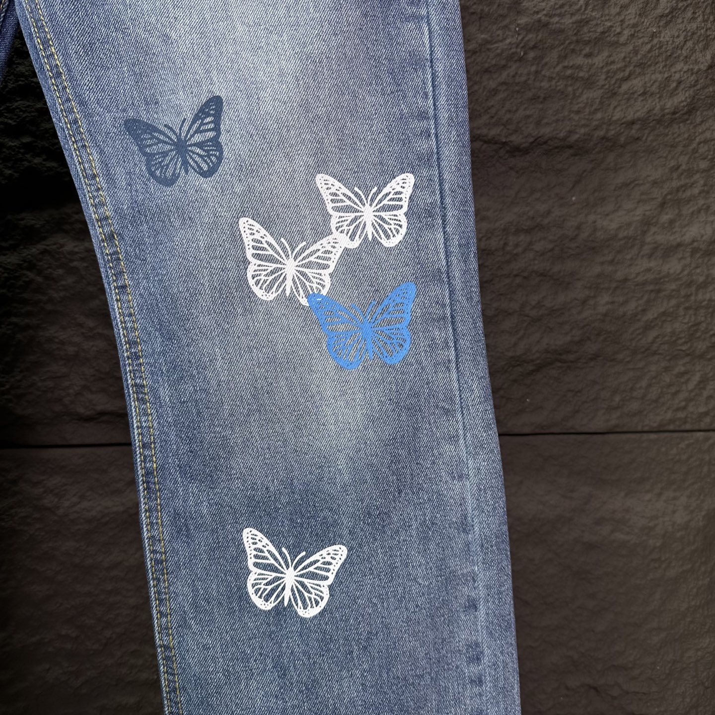 Chrome Hearts Couple Jeans Blue Printed