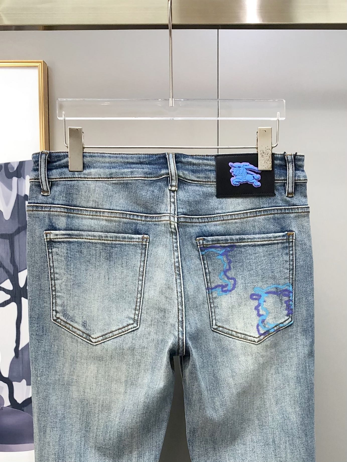 Burberry Male Jeans Cotton Printed L