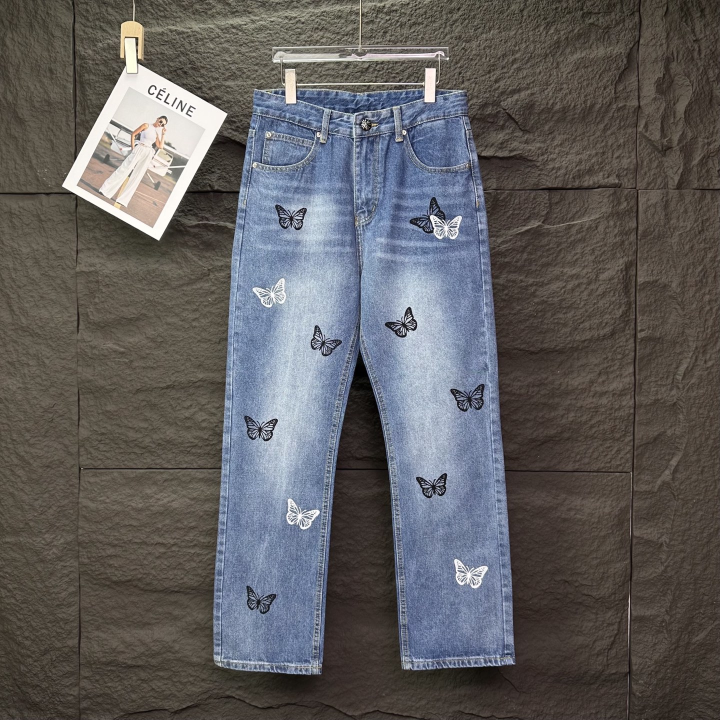 Chrome Hearts Couple Jeans Blue Printed
