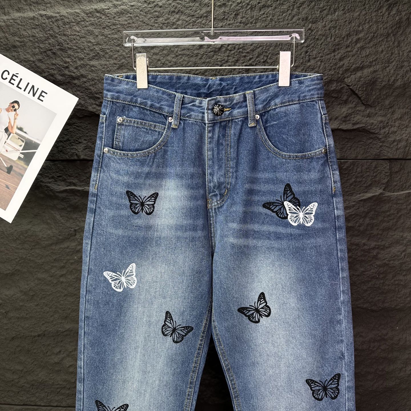 Chrome Hearts Couple Jeans Blue Printed