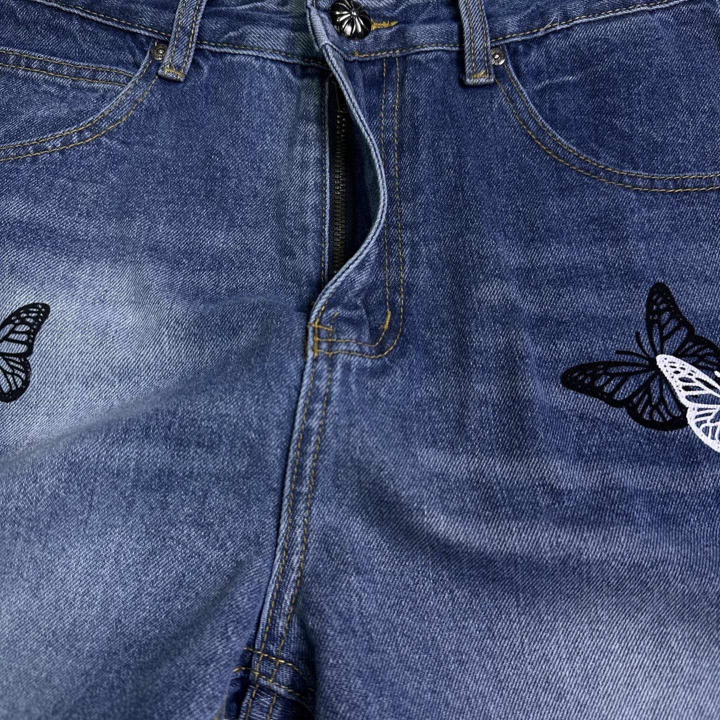 Chrome Hearts Couple Jeans Blue Printed