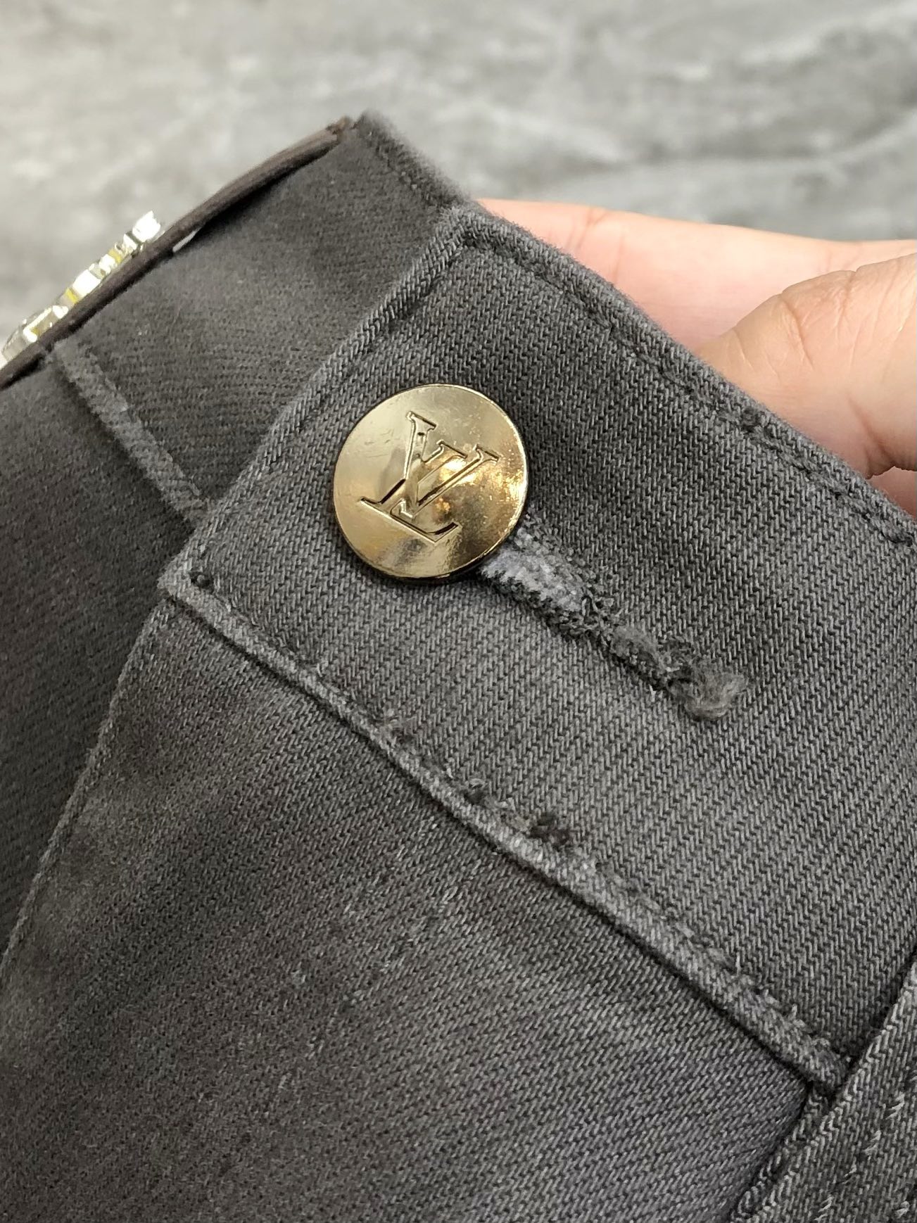 Louis Vuitton Male Jeans Cotton Gray Slim Fit L