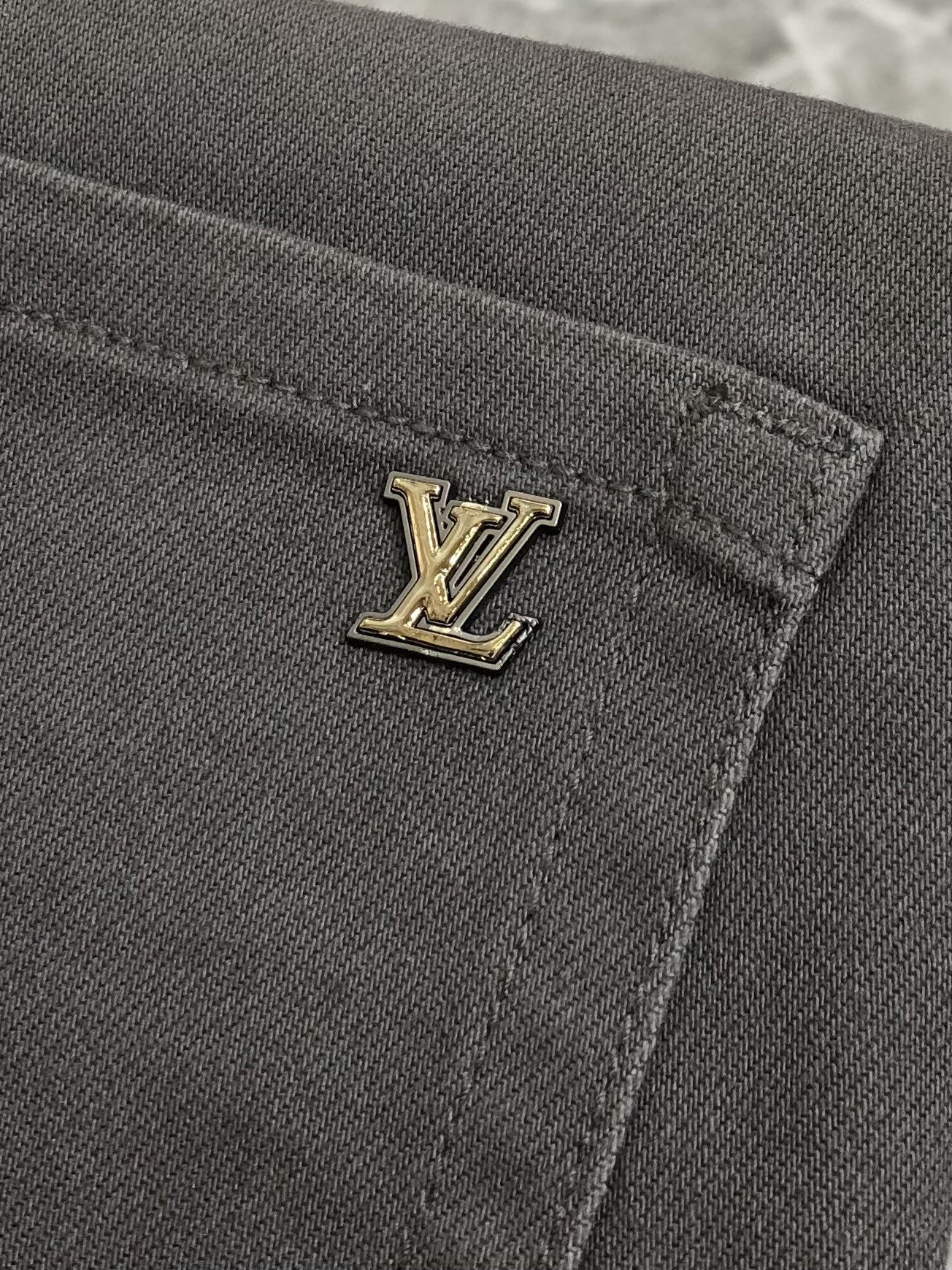 Louis Vuitton Male Jeans Cotton Gray Slim Fit L