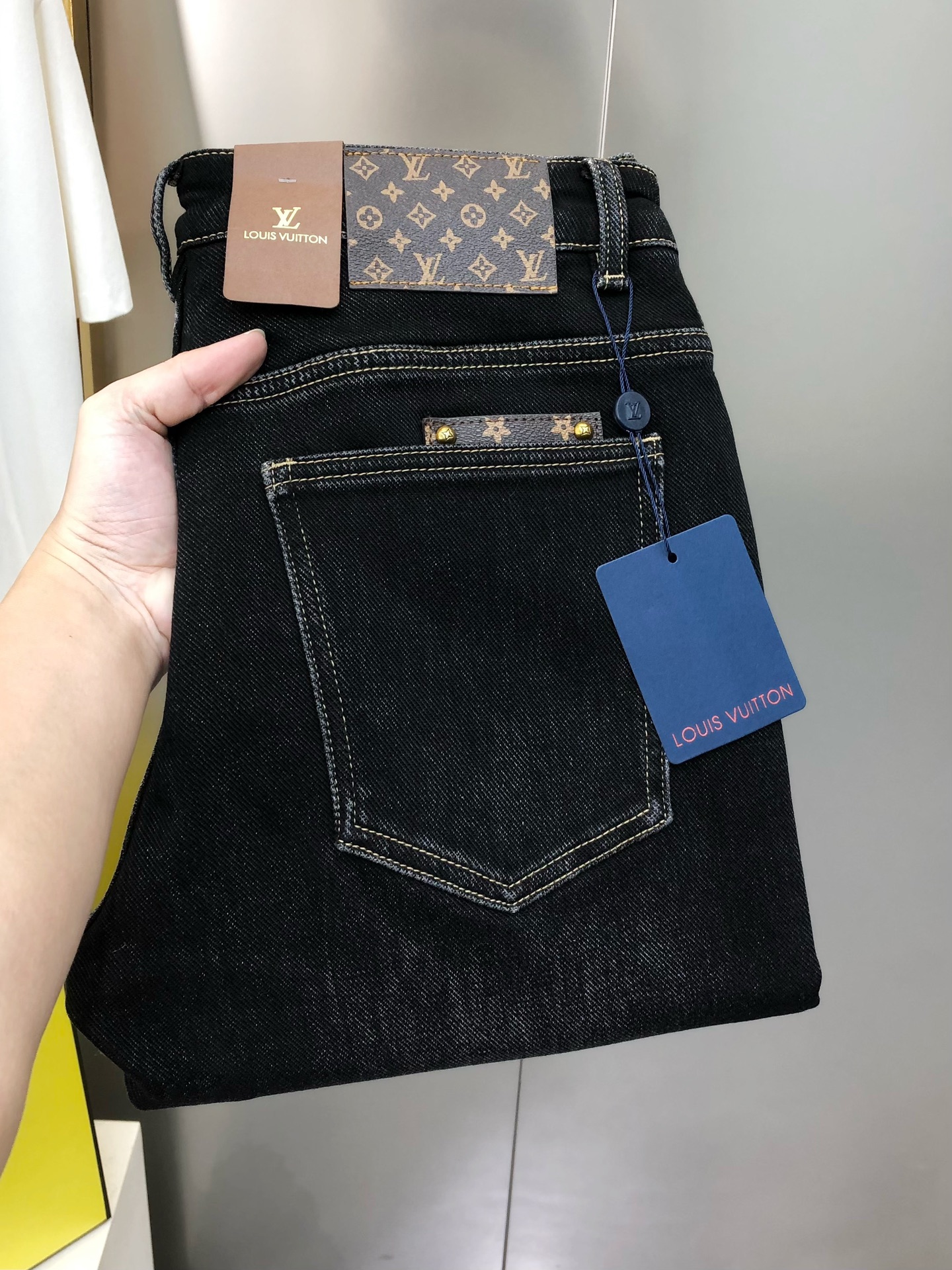 Louis Vuitton Male Jeans Cotton Fleece Lined L