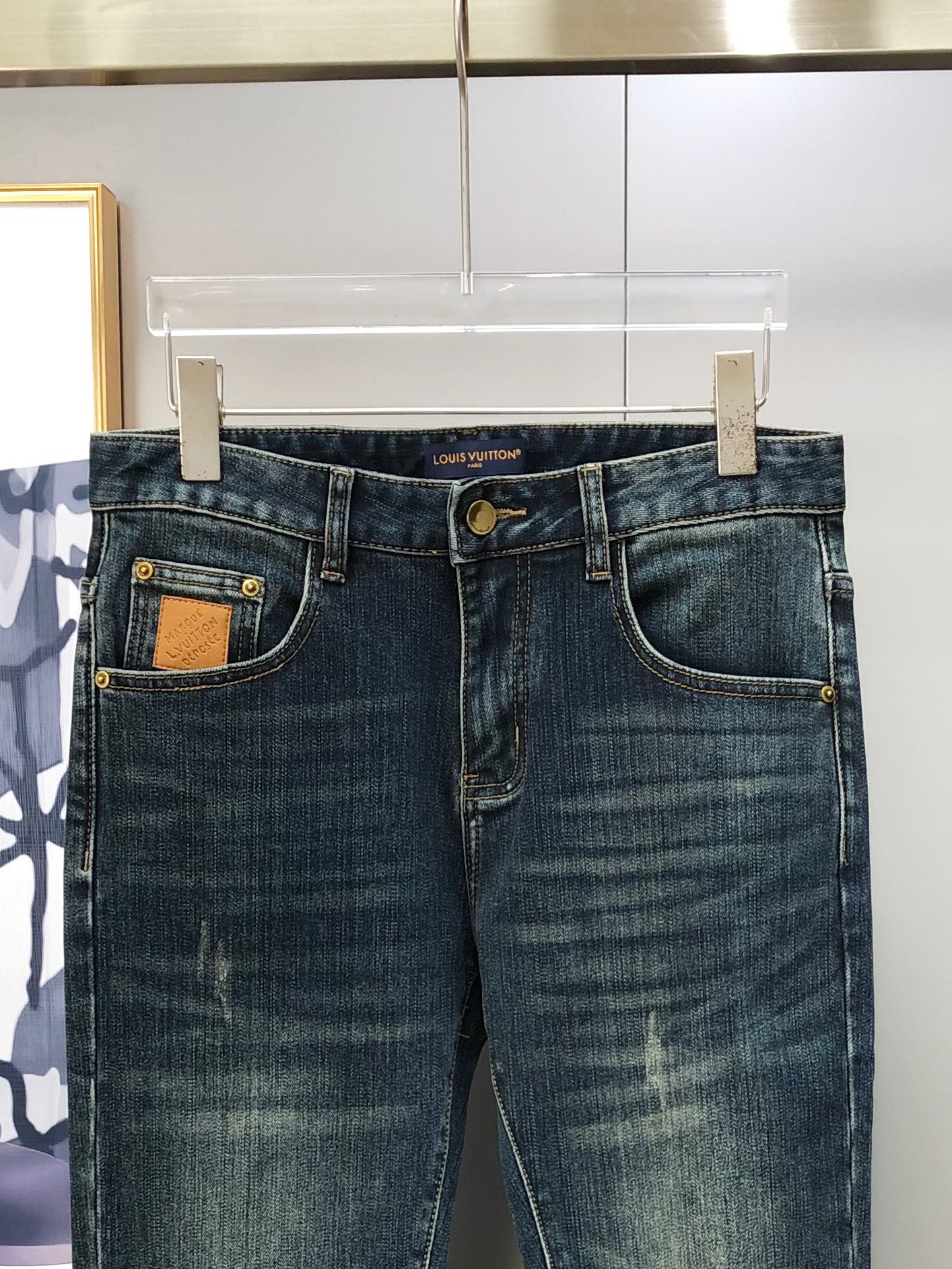 Louis Vuitton Male Jeans Cotton Fleece Lined L