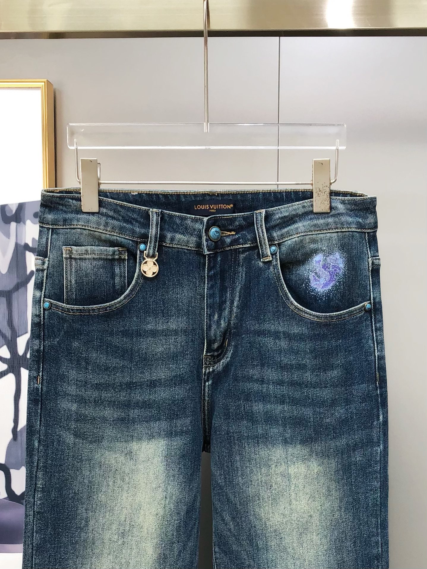 Louis Vuitton Male Jeans Cotton Loose Fit L-38