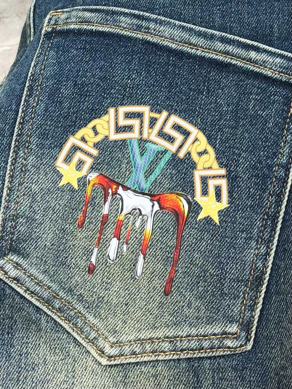 Louis Vuitton Male Jeans Cotton Loose Fit L-38