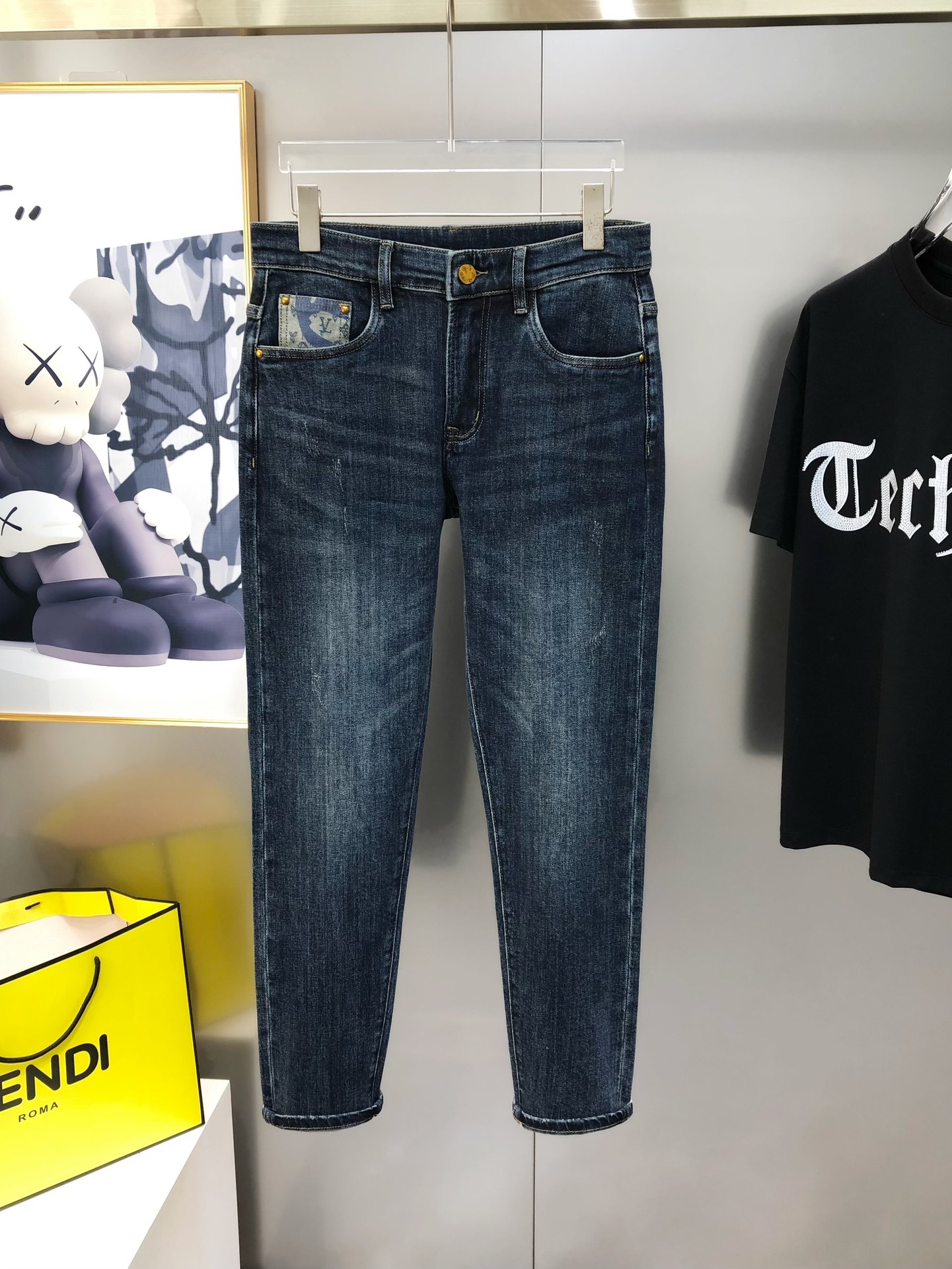 Louis Vuitton Male Jeans Cotton Printed L