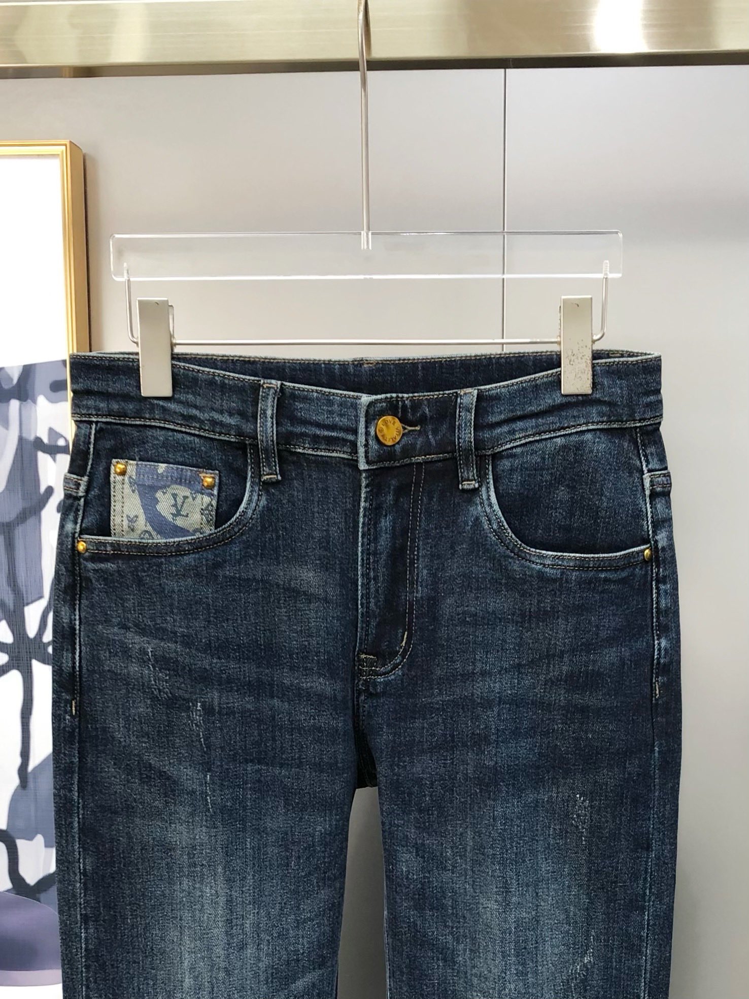 Louis Vuitton Male Jeans Cotton Printed L