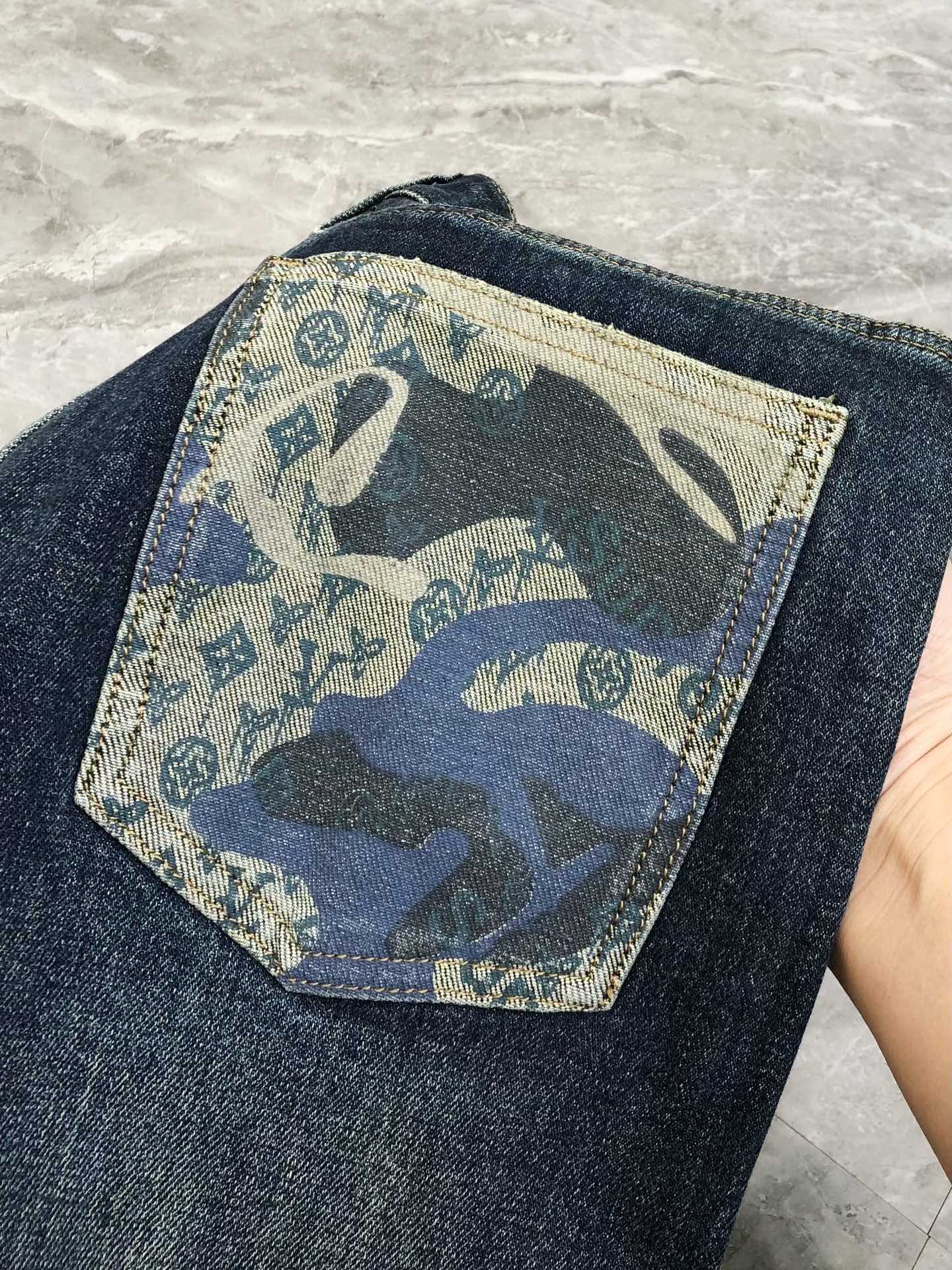 Louis Vuitton Male Jeans Cotton Printed L