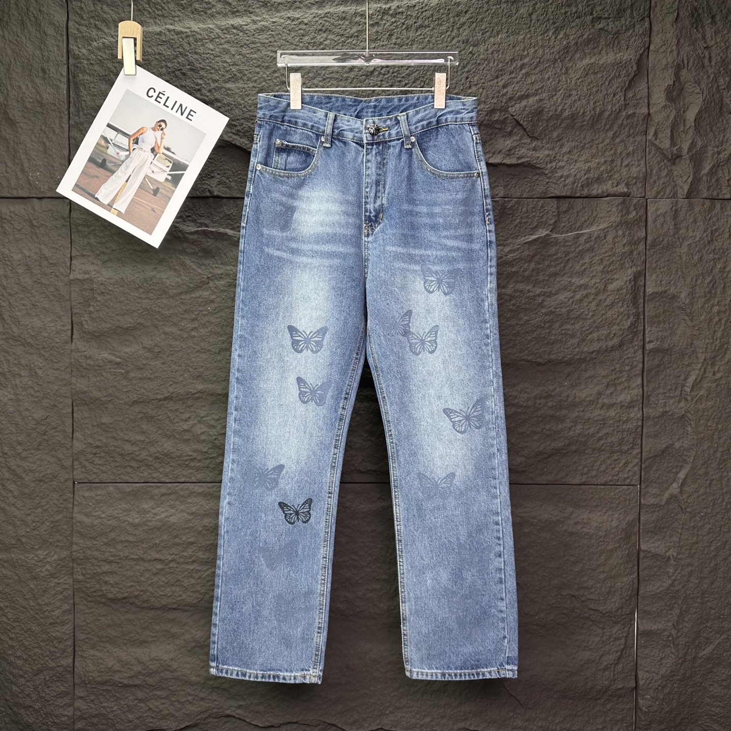 Chrome Hearts Couple Jeans Blue Printed