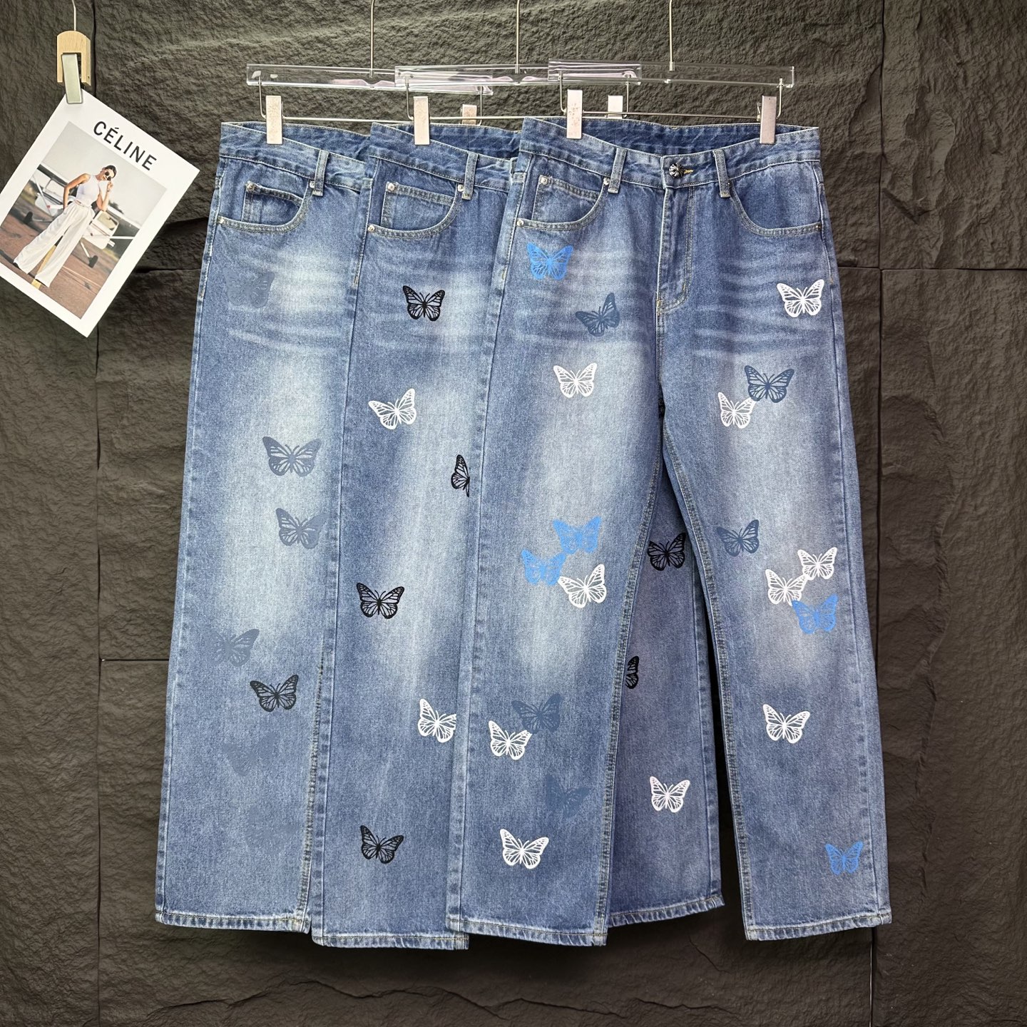 Chrome Hearts Couple Jeans Blue Printed