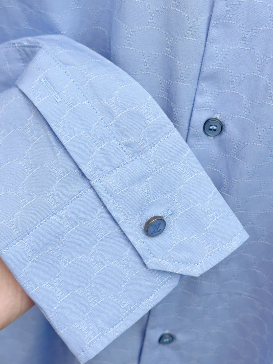 Louis Vuitton Couple Shirt Cotton Blue Loose Fit S-m-l