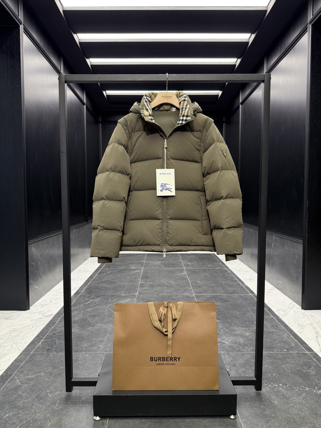 Burberry Vest Wool Black Hooded S-xxl