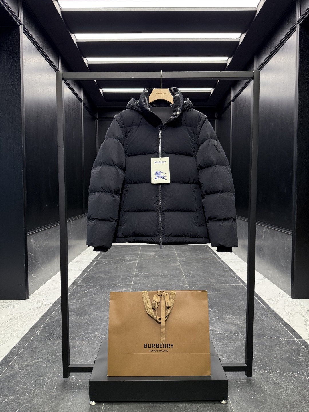 Burberry Vest Wool Black Hooded S-xxl