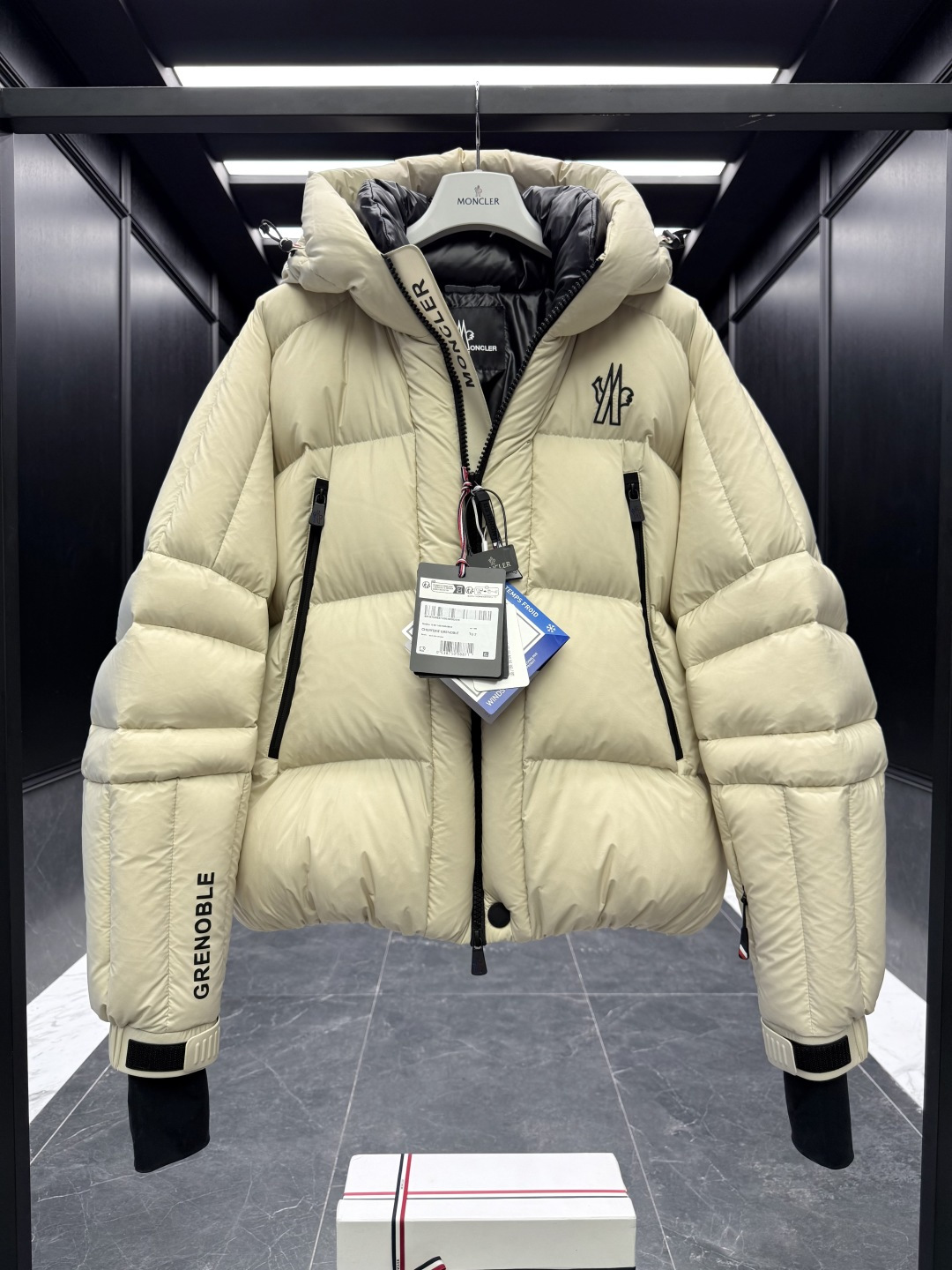 Moncler Male Down Jacket Knitted Black Hooded S-m-l