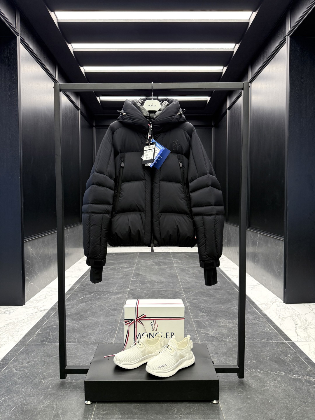 Moncler Male Down Jacket Knitted Black Hooded S-m-l