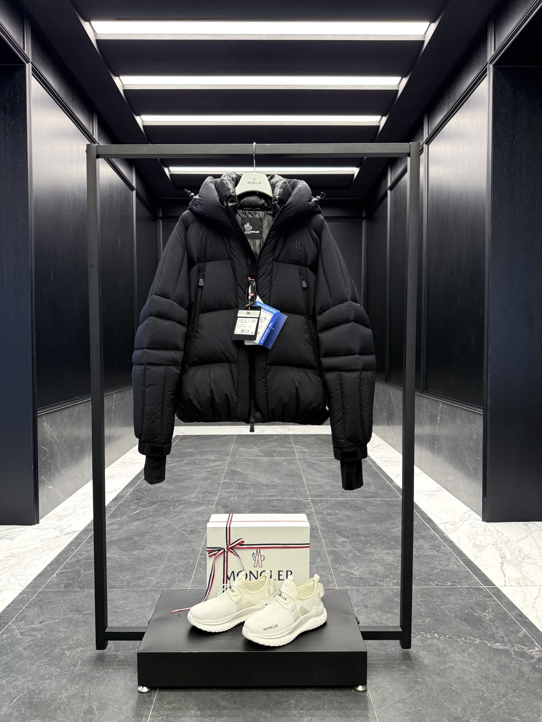 Moncler Male Down Jacket Knitted Black Hooded S-m-l