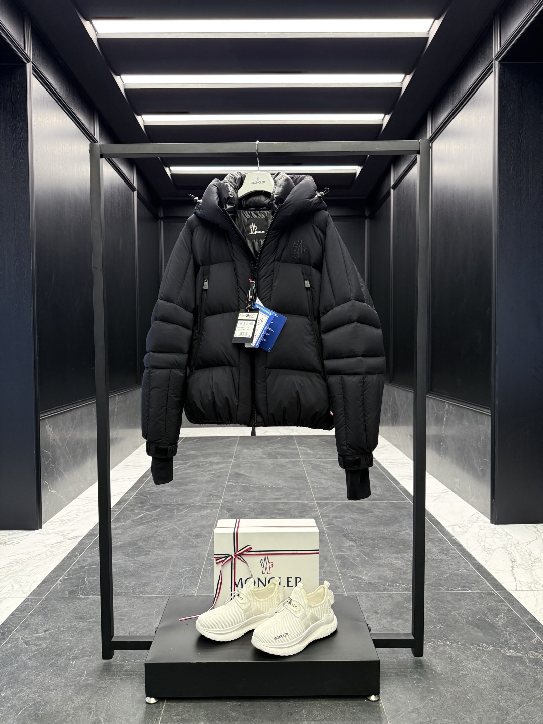 Moncler Male Down Jacket Knitted Black Hooded S-m-l