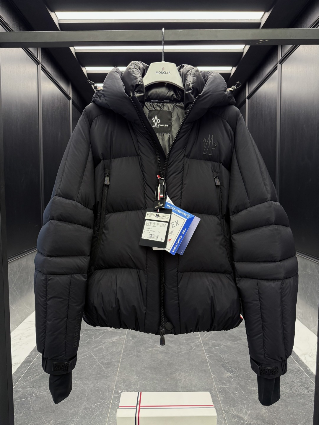 Moncler Male Down Jacket Knitted Black Hooded S-m-l