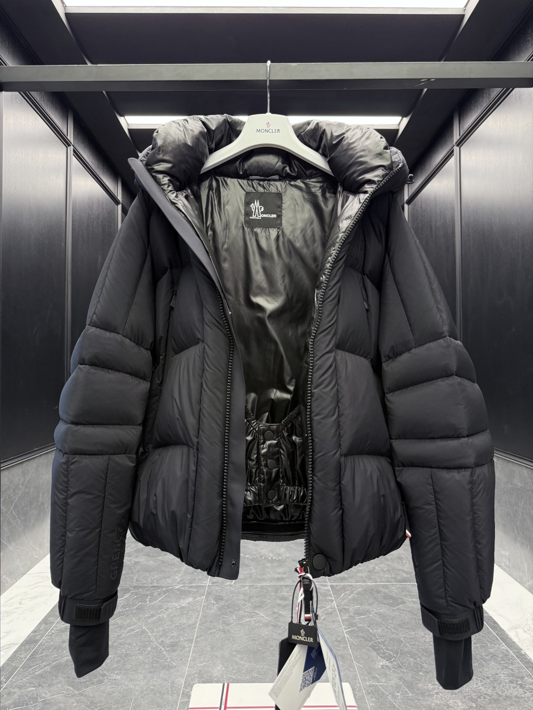Moncler Male Down Jacket Knitted Black Hooded S-m-l