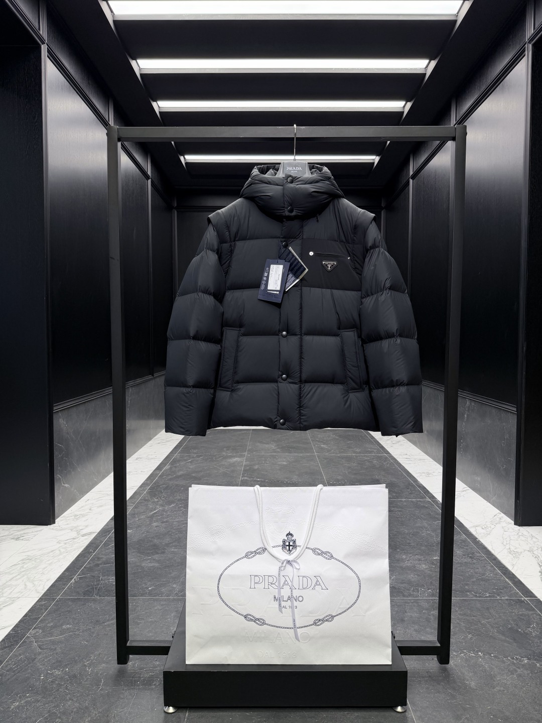 Prada Vest Goose Down Black Hooded S-l