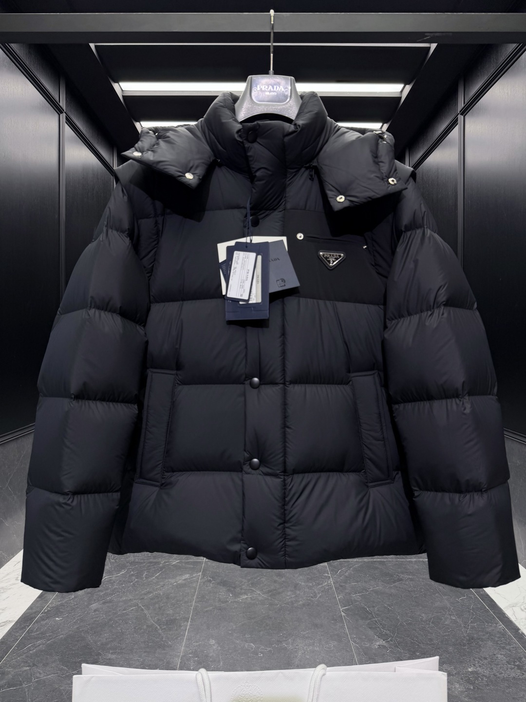 Prada Vest Goose Down Black Hooded S-l