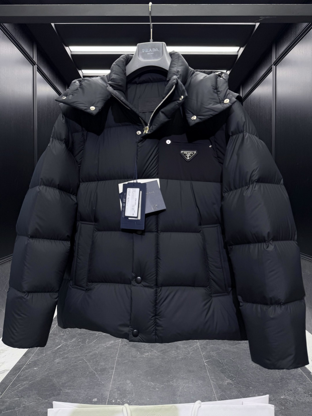 Prada Vest Goose Down Black Hooded S-l