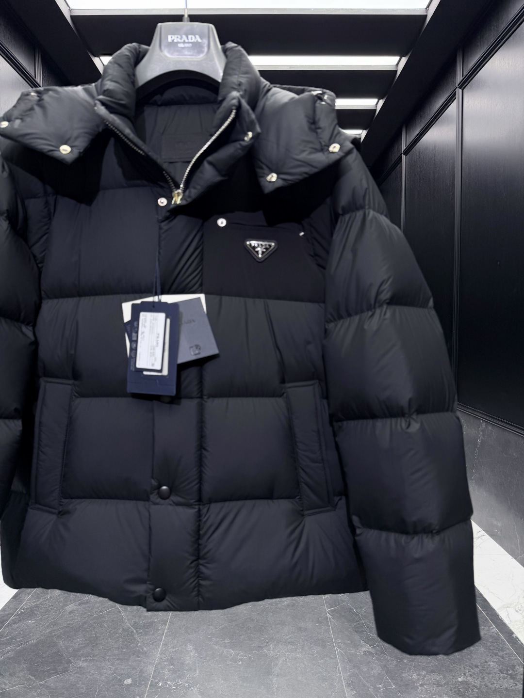 Prada Vest Goose Down Black Hooded S-l