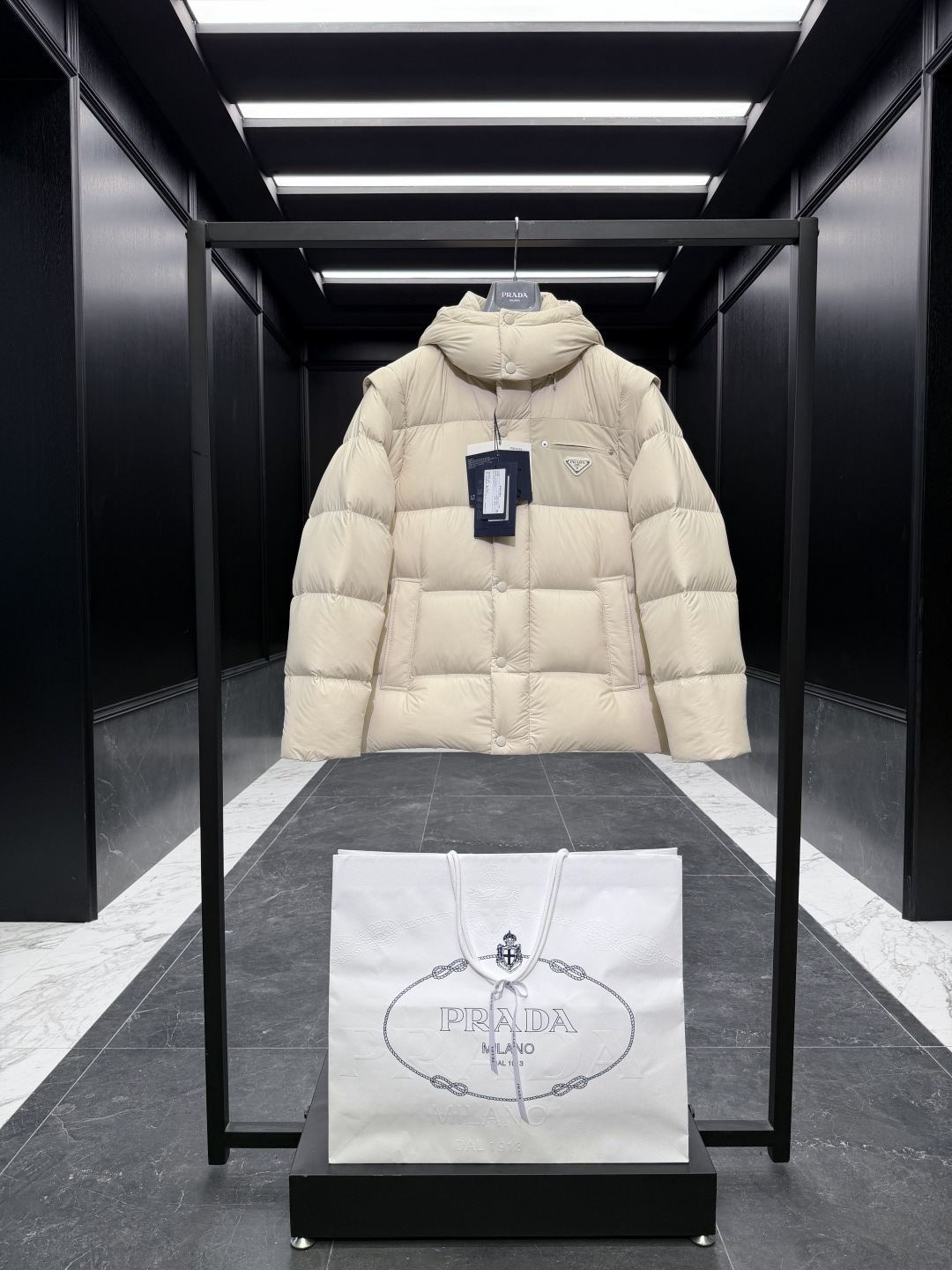 Prada Vest Goose Down Black Hooded S-l