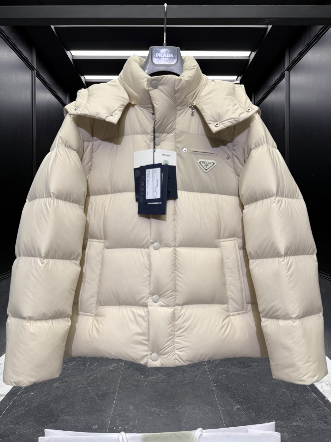 Prada Vest Goose Down Black Hooded S-l