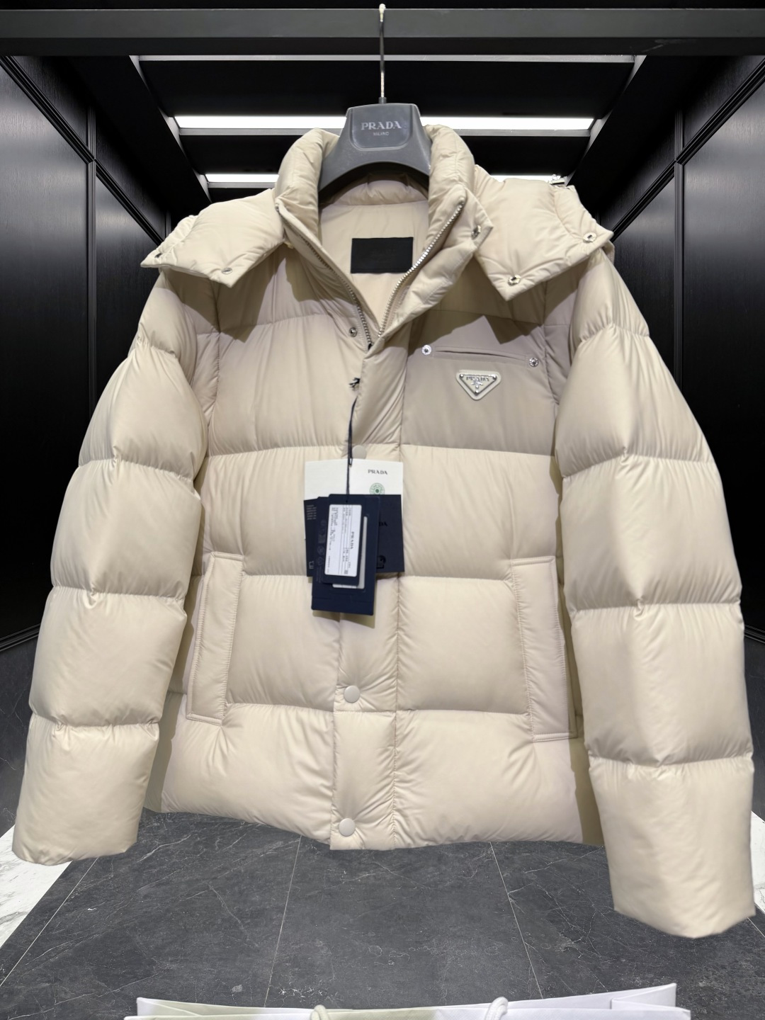 Prada Vest Goose Down Black Hooded S-l