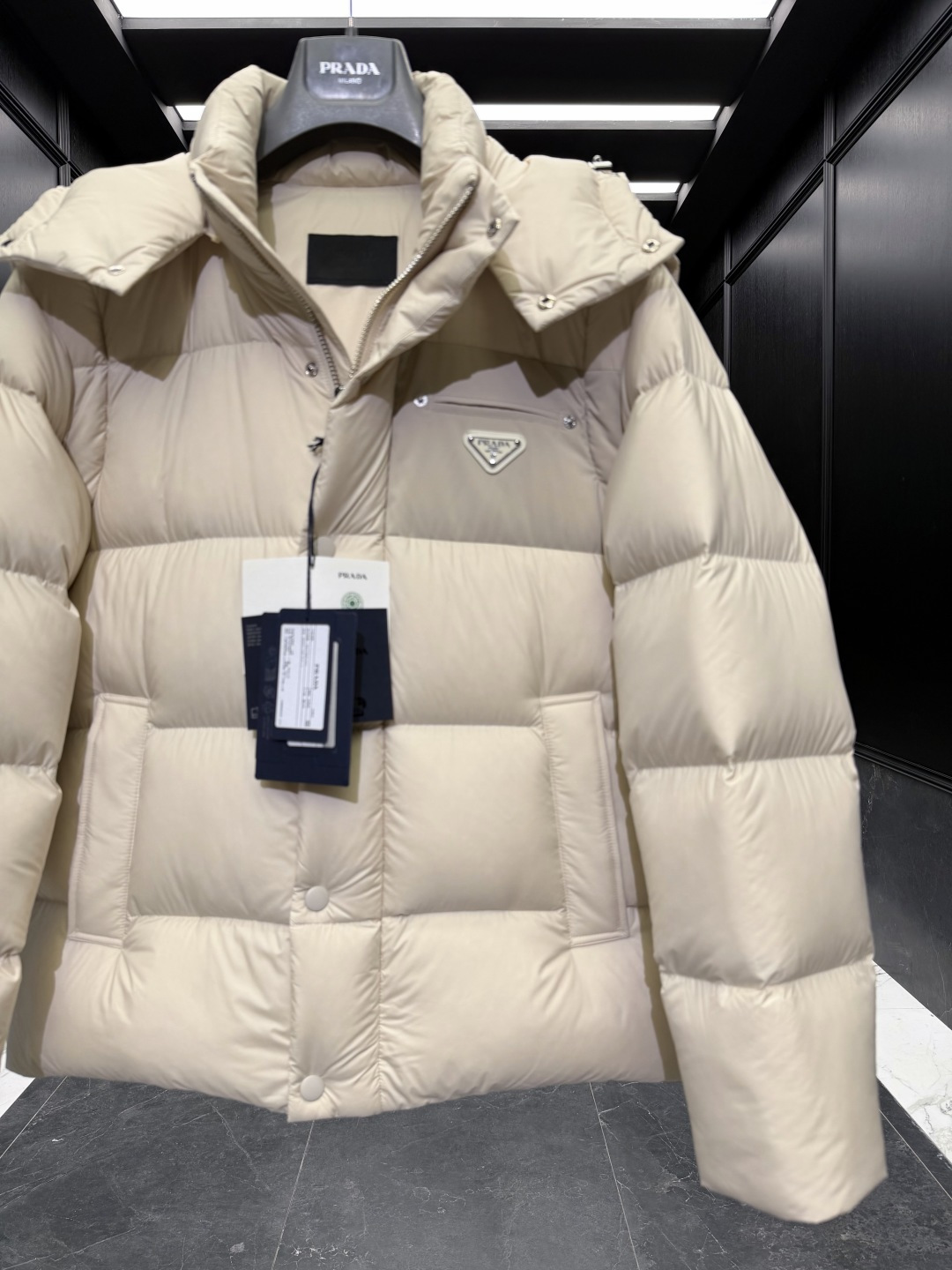 Prada Vest Goose Down Black Hooded S-l