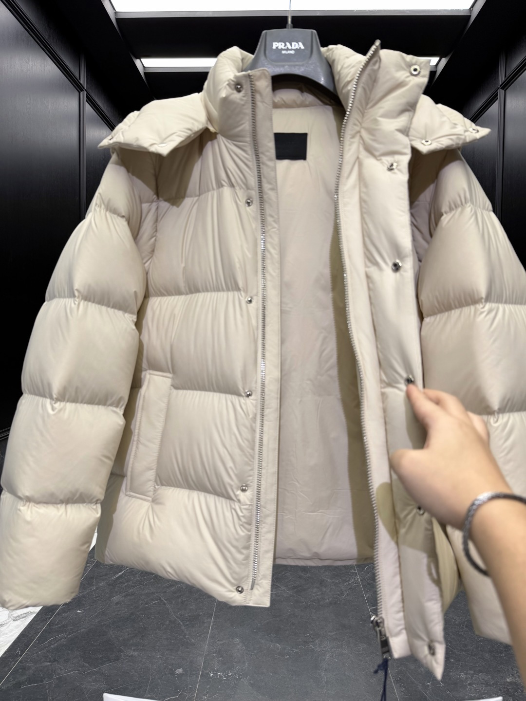 Prada Vest Goose Down Black Hooded S-l