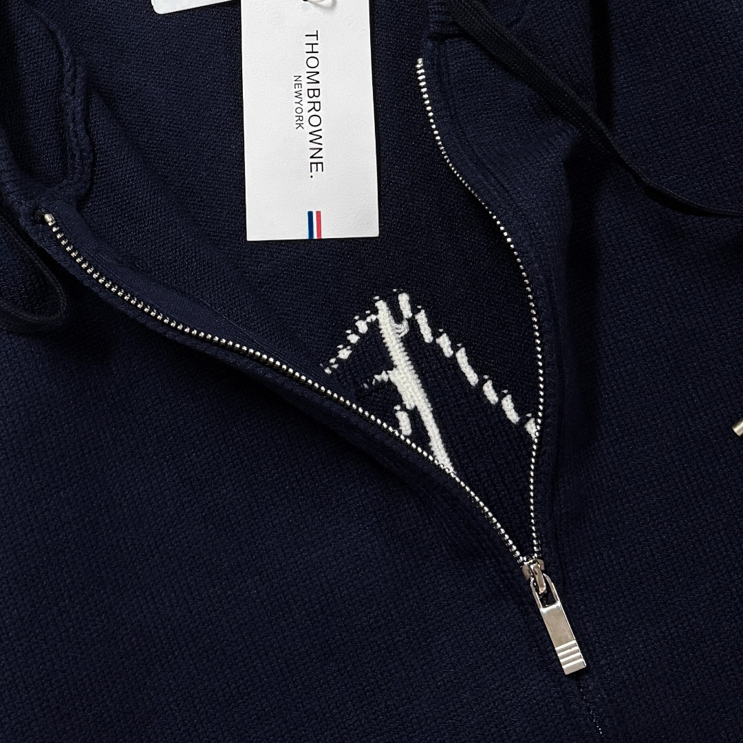 Thom Browne Couple Basic Clothing Wool Blue Hooded S-m