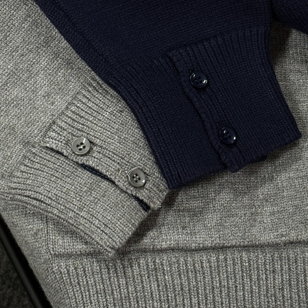 Thom Browne Couple Basic Clothing Wool Blue Hooded S-m