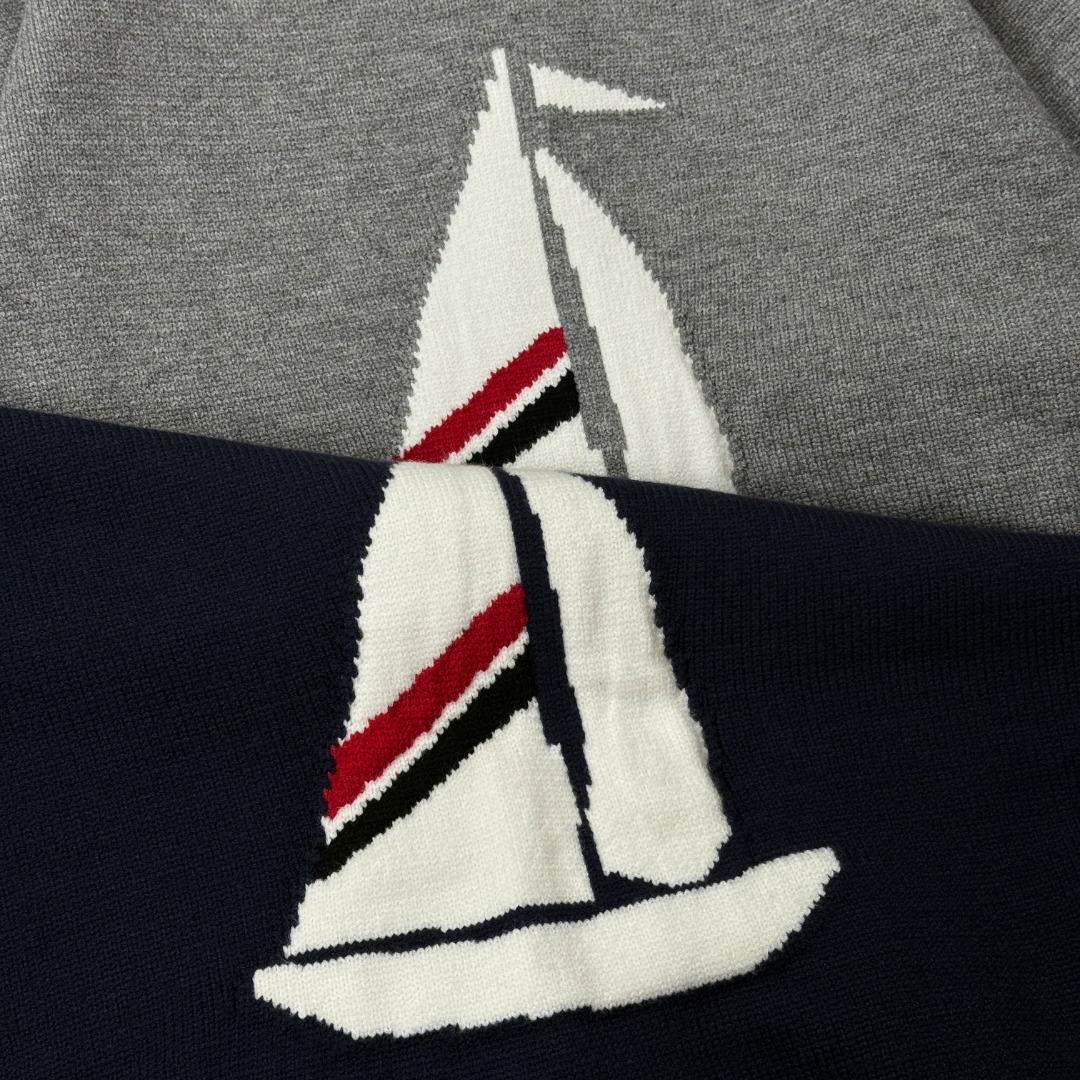 Thom Browne Couple Basic Clothing Wool Blue Hooded S-m