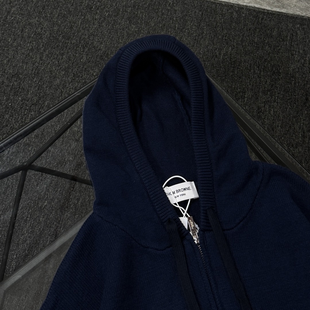 Thom Browne Couple Basic Clothing Wool Blue Hooded S-m