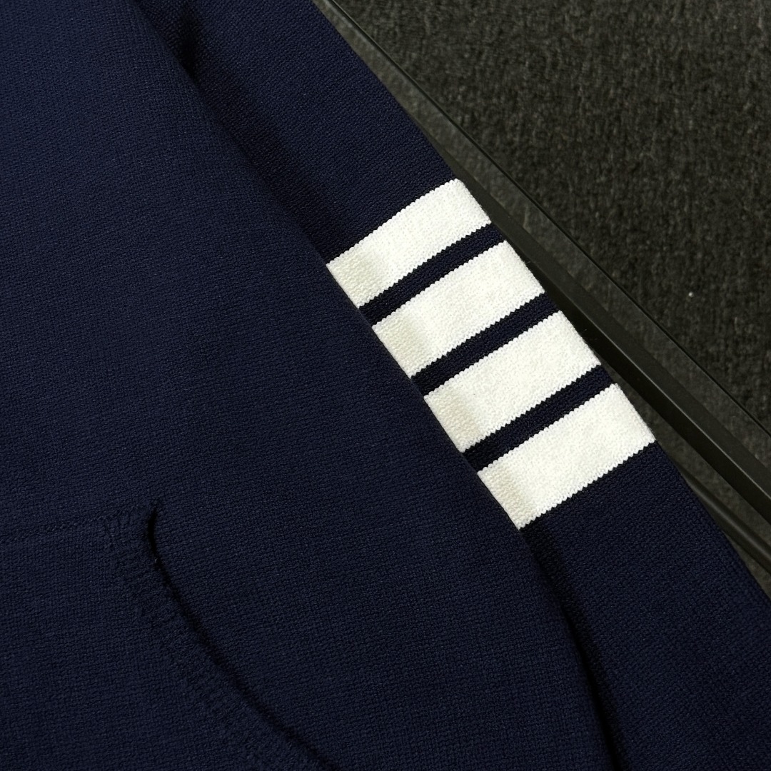 Thom Browne Couple Basic Clothing Wool Blue Hooded S-m