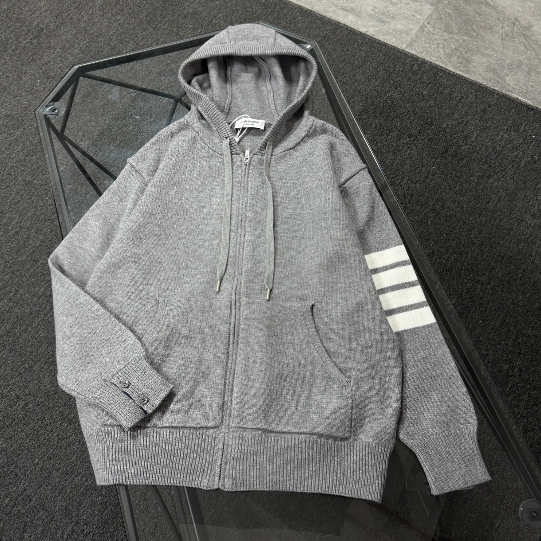 Thom Browne Couple Basic Clothing Wool Blue Hooded S-m