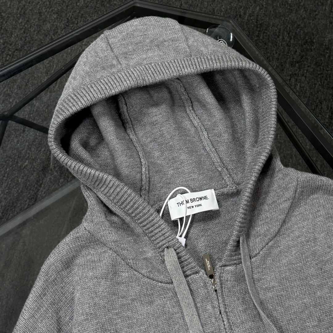 Thom Browne Couple Basic Clothing Wool Blue Hooded S-m