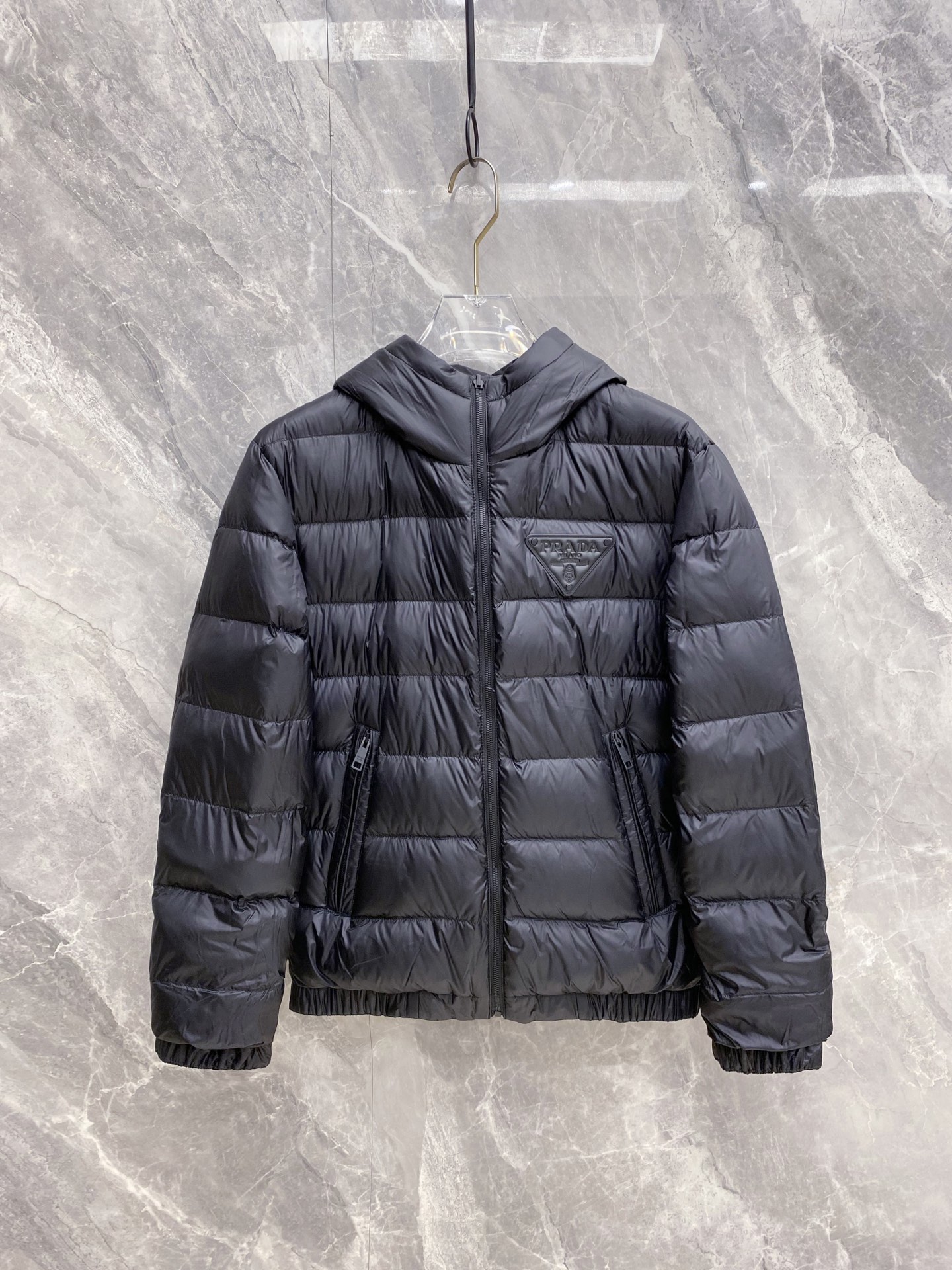 Prada Down Jacket Black Hooded M-54-48-56-50-52